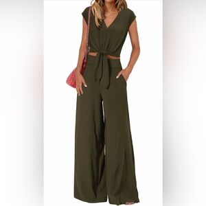 Pretty garden army Green Wide-Leg Pants